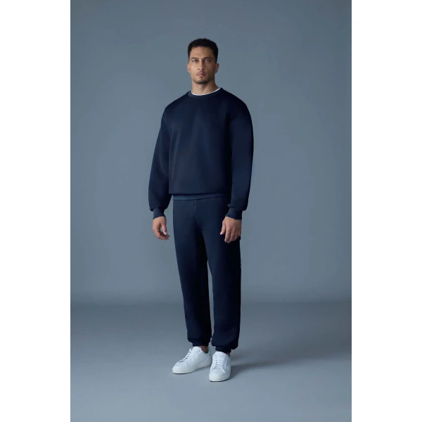 Mackage Julian Double-Face Jersey Sweatshirt in Navy