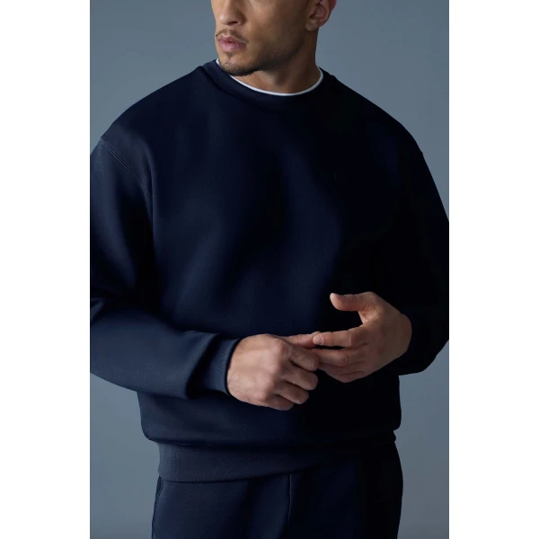 Mackage Julian Double-Face Jersey Sweatshirt in Navy