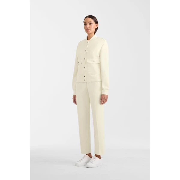 juniper-k brushed knit bomber jacket cream