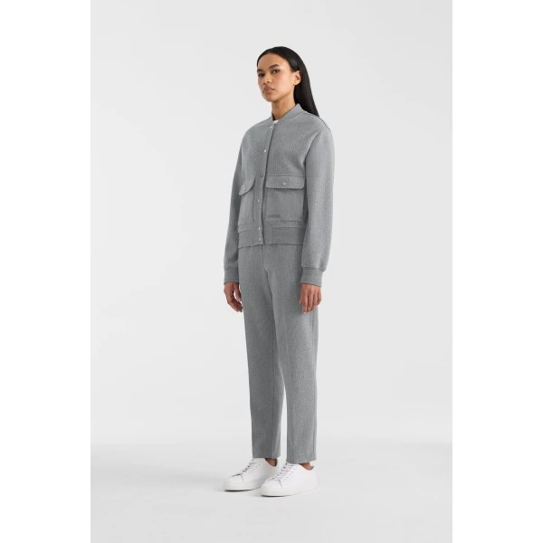 juniper-k brushed knit bomber jacket light grey mix-cream