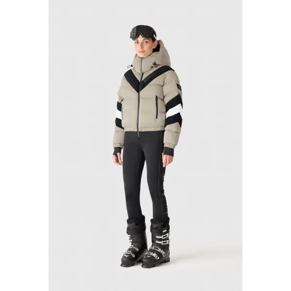 Mackage Kairi-GLO High-Gloss Down Ski Jacket in Taupe