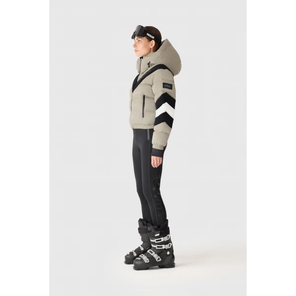 Mackage Kairi-GLO High-Gloss Down Ski Jacket in Taupe