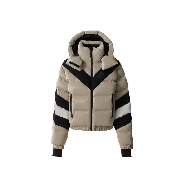 Mackage Kairi-GLO High-Gloss Down Ski Jacket in Taupe