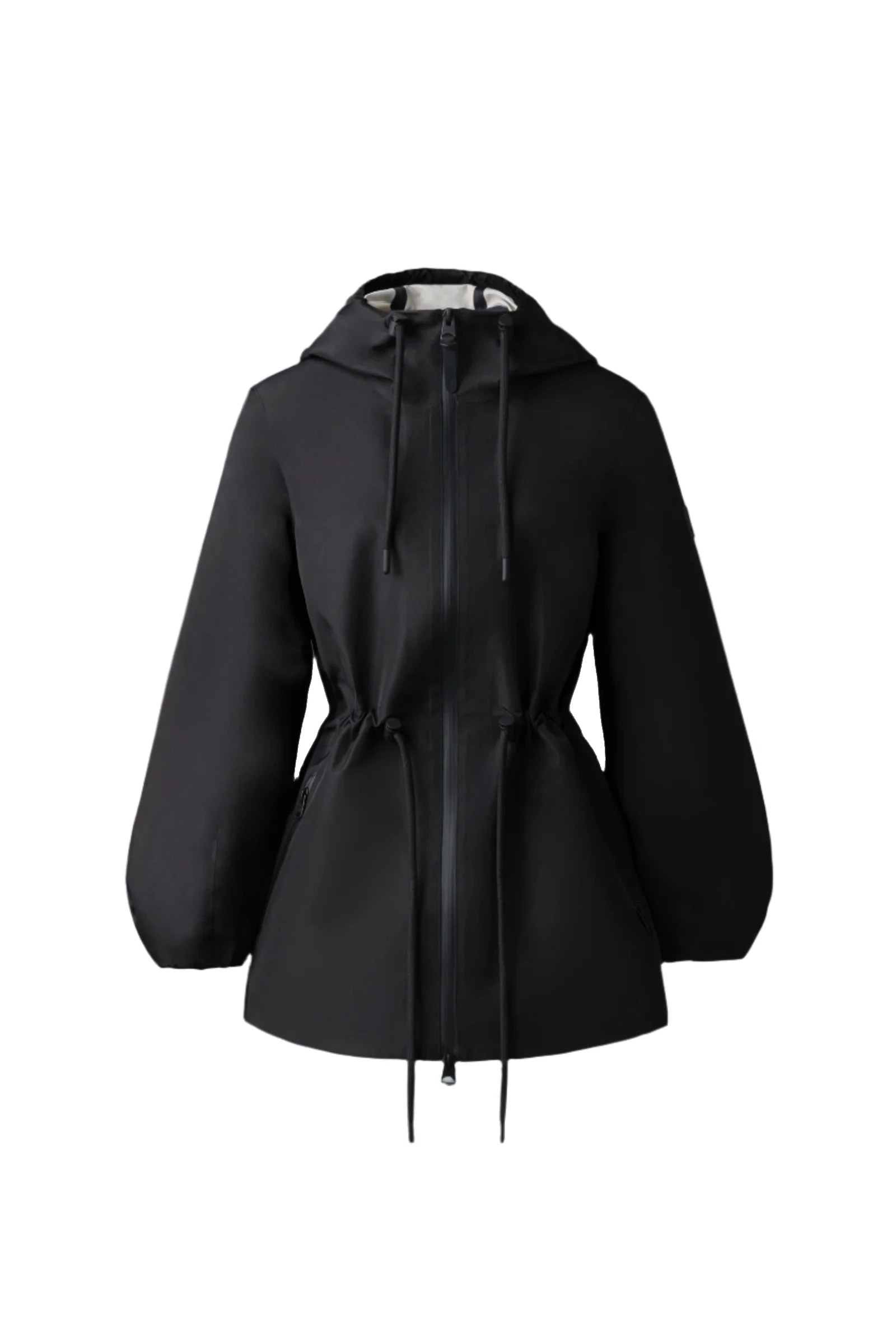 Mackage Kalea-ZZ Technical Rain Jacket in Black-Trench mackage kalea-zz technical rain jacket