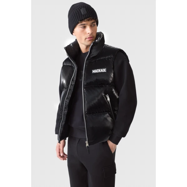 Mackage Kane-GLO High-Gloss Down Vest in Black
