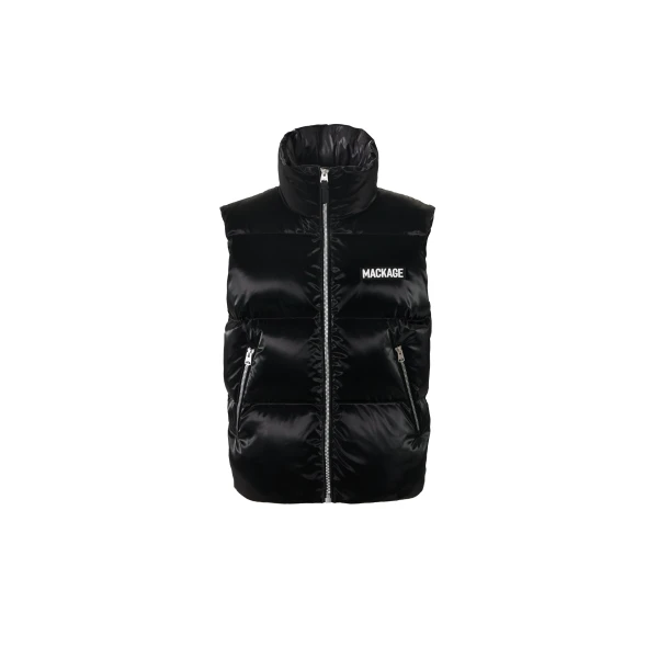 Mackage Kane-GLO High-Gloss Down Vest in Black