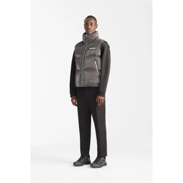 Mackage Kane-GLO High-Gloss Down Vest in Carbon