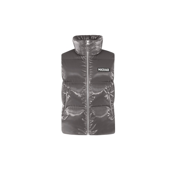 Mackage Kane-GLO High-Gloss Down Vest in Carbon