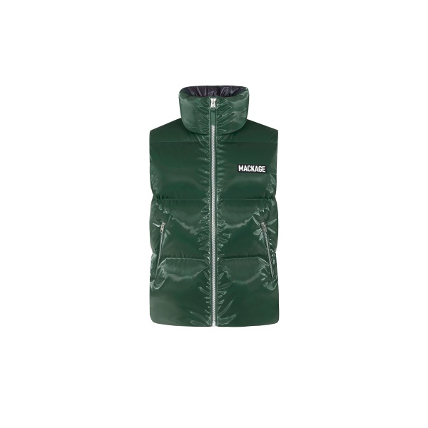 Mackage Kane-GLO High-Gloss Down Vest in Evergreen