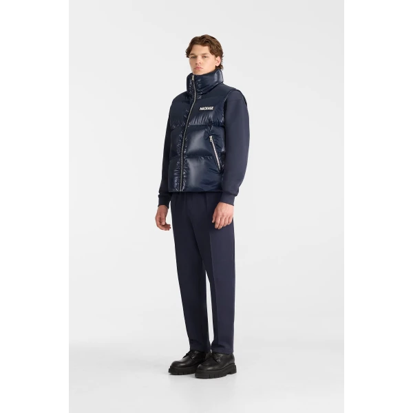 Mackage Kane-GLO High-Gloss Down Vest in Marine Blue
