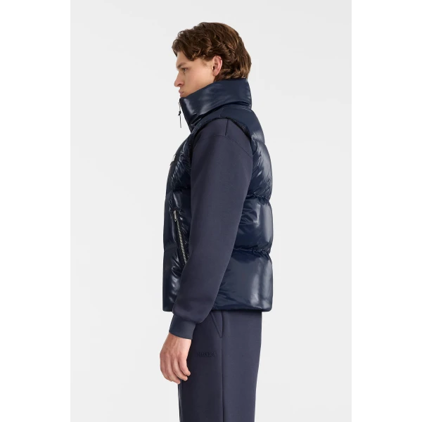 Mackage Kane-GLO High-Gloss Down Vest in Marine Blue