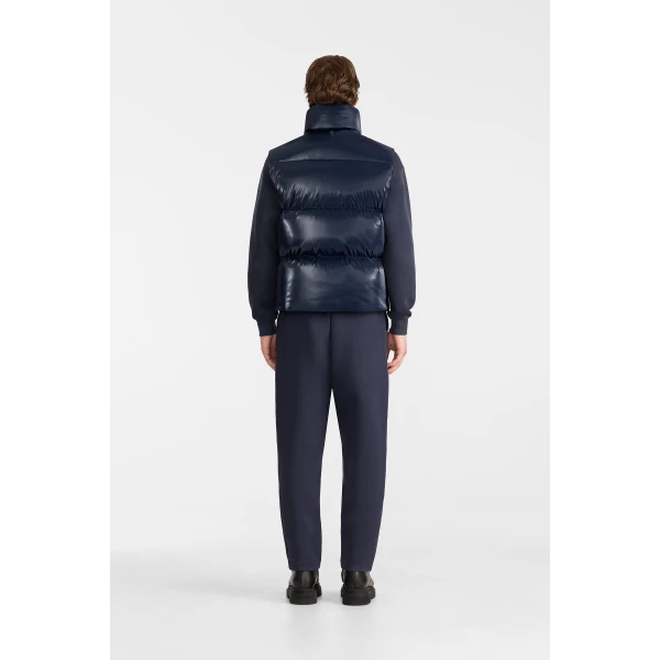 Mackage Kane-GLO High-Gloss Down Vest in Marine Blue