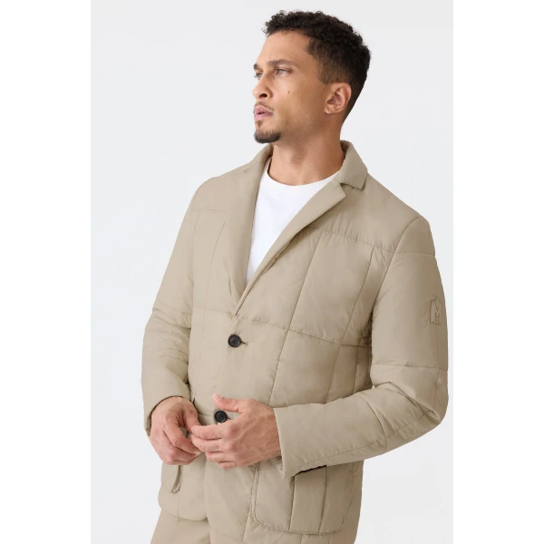 Mackage Keaton 2-In-1 Ultra-Light Quilted Blazer in Taupe