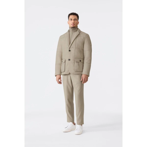 Mackage Keaton 2-In-1 Ultra-Light Quilted Blazer in Taupe