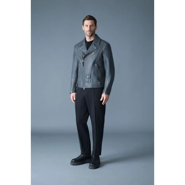 Mackage Kenneth Leather Biker Jacket in Carbon