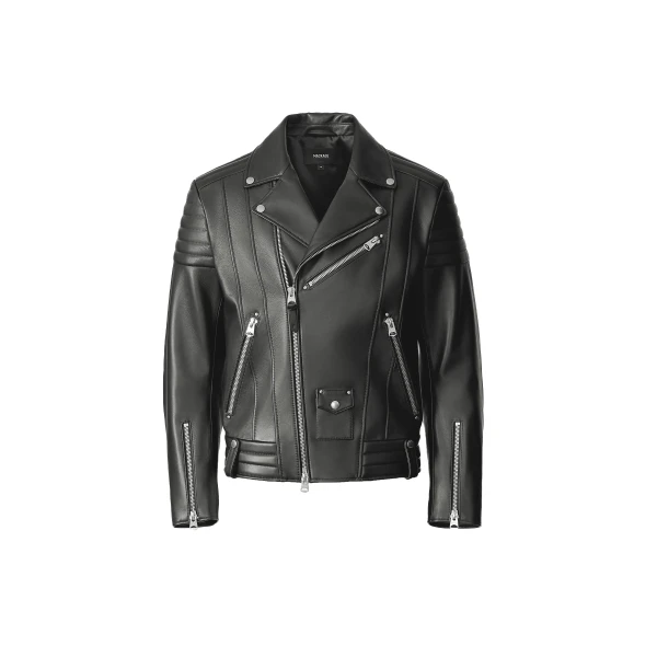 Mackage Kenneth Leather Biker Jacket in Carbon