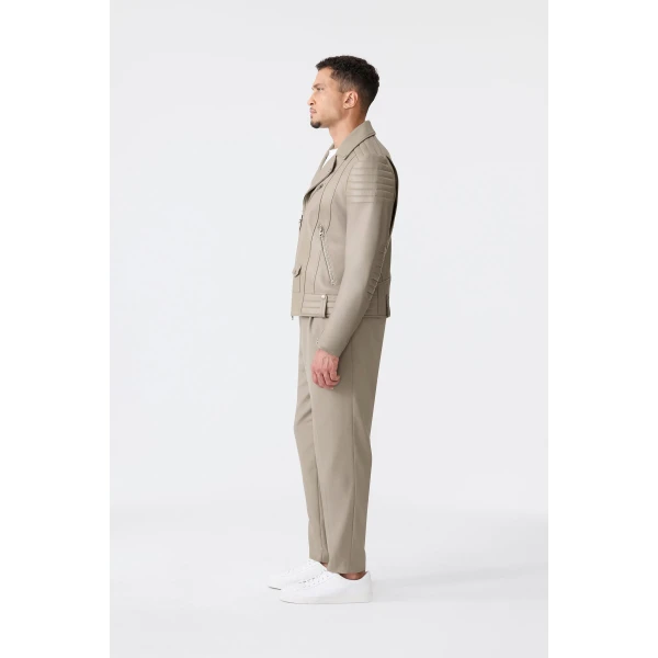 Mackage Kenneth Leather Biker Jacket in Taupe