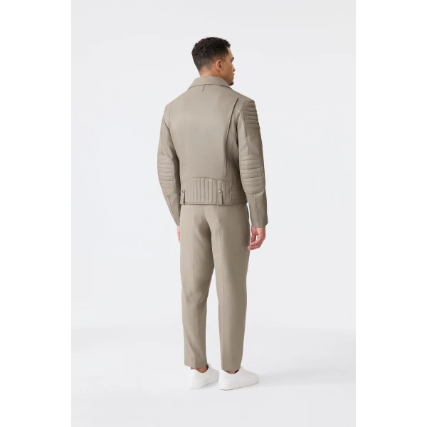 Mackage Kenneth Leather Biker Jacket in Taupe