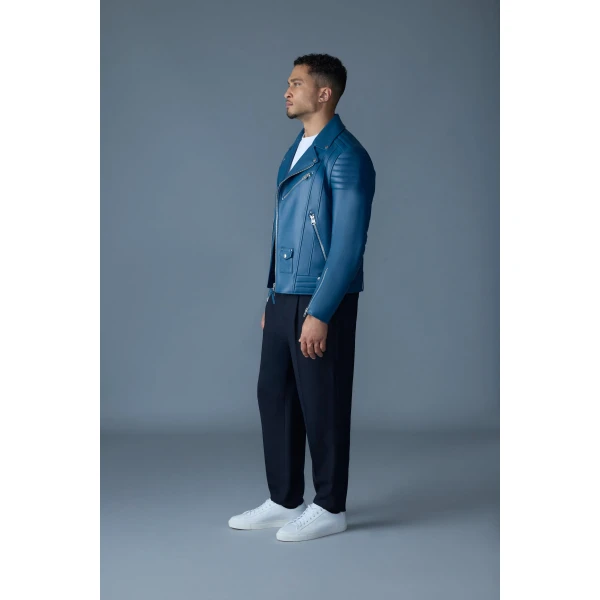 Mackage Kenneth Leather Biker Jacket in Tide