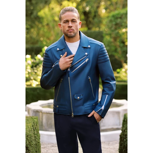 Mackage Kenneth Leather Biker Jacket in Tide