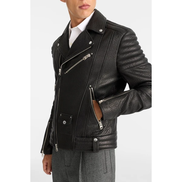 Mackage Kenneth-PB Leather Moto Jacket in Black
