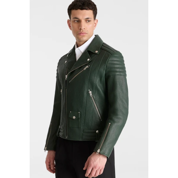 Mackage Kenneth-PB Leather Moto Jacket in Evergreen