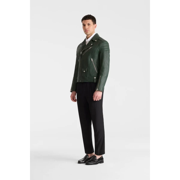 Mackage Kenneth-PB Leather Moto Jacket in Evergreen