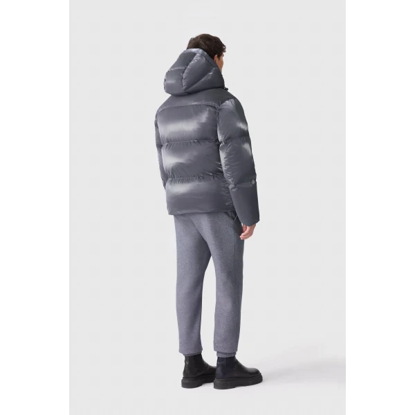 Mackage Kent-GLO High-Gloss Removable Hooded Down Jacket in Carbon
