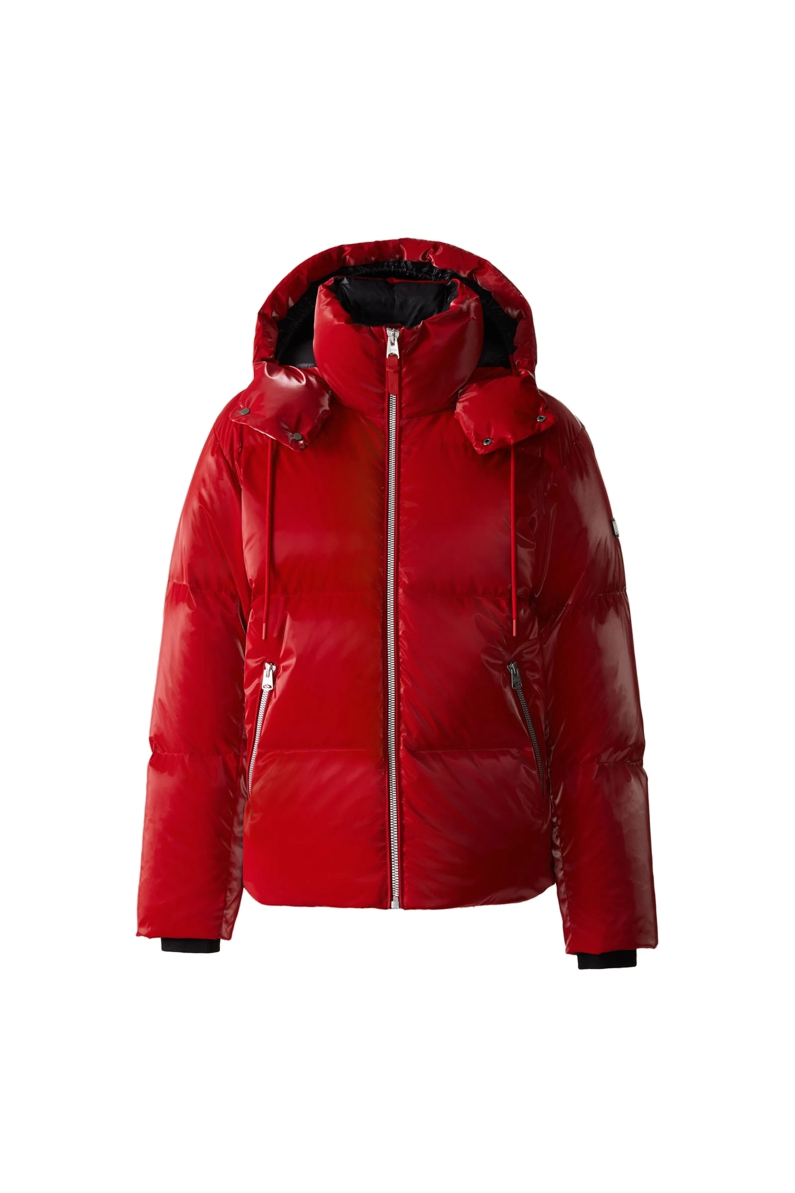 Mackage Kent-GLO High-Gloss Removable Hooded Down Jacket in Dark Red Mackage Kent-GLO High-Gloss Removable Hooded Down Jacket in Dark Red