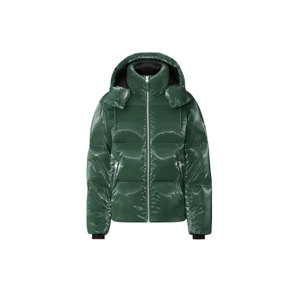 Mackage Kent-GLO High-Gloss Removable Hooded Down Jacket in Evergreen