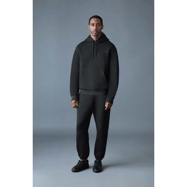 Mackage Kolton Double-Face Jersey Logo Hoodie in Black