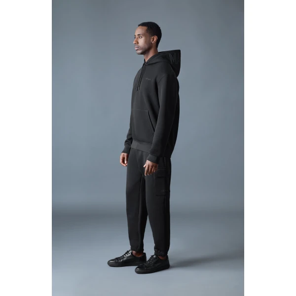 Mackage Kolton Double-Face Jersey Logo Hoodie in Black