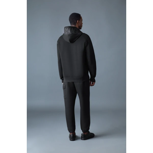 Mackage Kolton Double-Face Jersey Logo Hoodie in Black