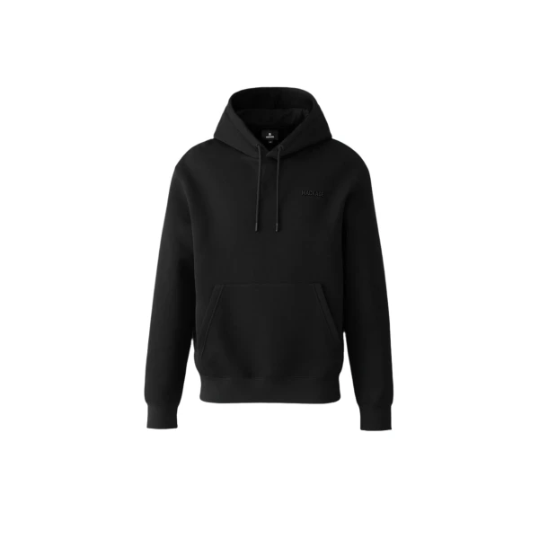 Kolton Double-Face Jersey Logo Hoodie in Black