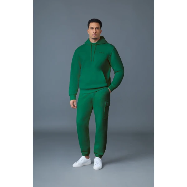 Mackage Kolton Double-Face Jersey Logo Hoodie in Leaf Green