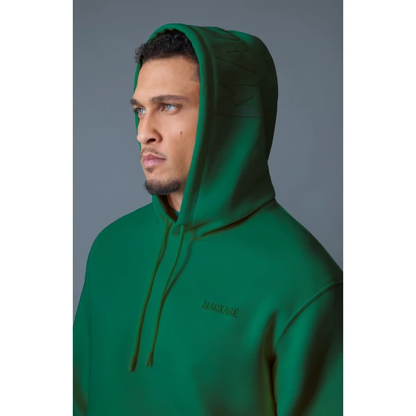 Mackage Kolton Double-Face Jersey Logo Hoodie in Leaf Green