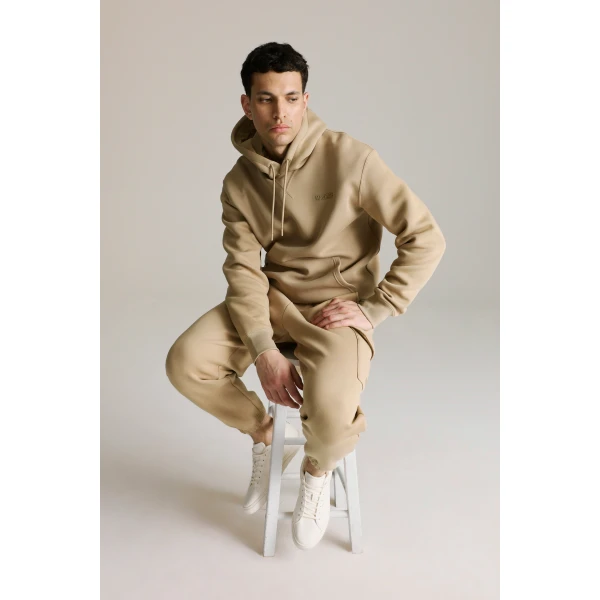 Mackage Kolton Double-Face Jersey Logo Hoodie in Light Camel