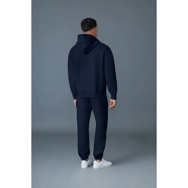 Mackage Kolton Double-Face Jersey Logo Hoodie in Navy