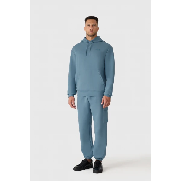Mackage Kolton Double-Face Jersey Logo Hoodie in Provincial Blue