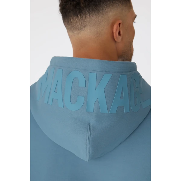 Mackage Kolton Double-Face Jersey Logo Hoodie in Provincial Blue