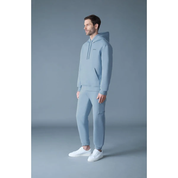 Mackage Krystian Double-Face Jersey Hoodie in Fog Blue