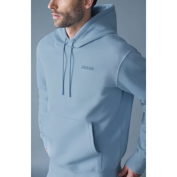 Mackage Krystian Double-Face Jersey Hoodie in Fog Blue