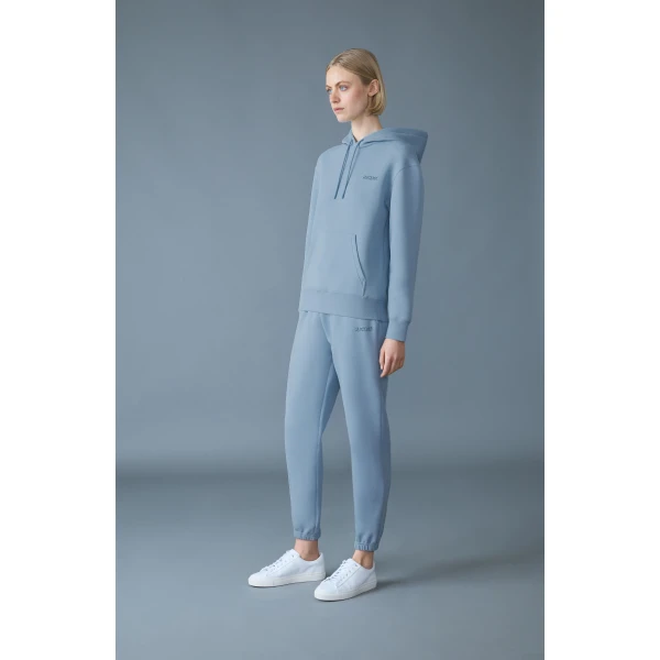 Mackage Krystiana Double-Face Jersey Hoodie in Fog Blue