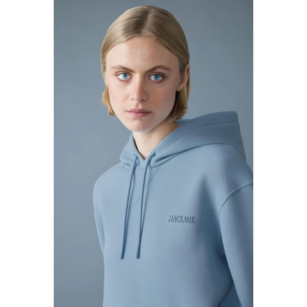 Mackage Krystiana Double-Face Jersey Hoodie in Fog Blue