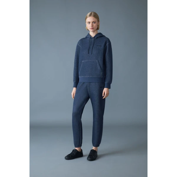 Mackage Krystiana Double-Face Jersey Hoodie in Navy Melange