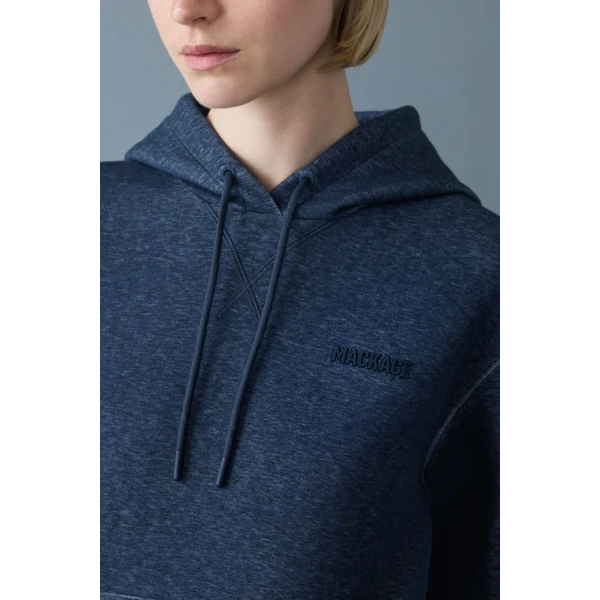 Mackage Krystiana Double-Face Jersey Hoodie in Navy Melange
