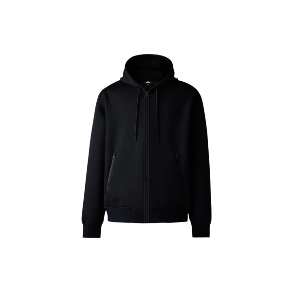 Krystos Double-Face Jersey Zip-Up Hoodie in Black