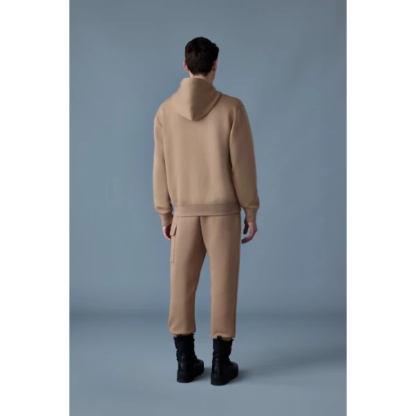 Mackage Krystos Double-Face Jersey Zip-Up Hoodie in Camel