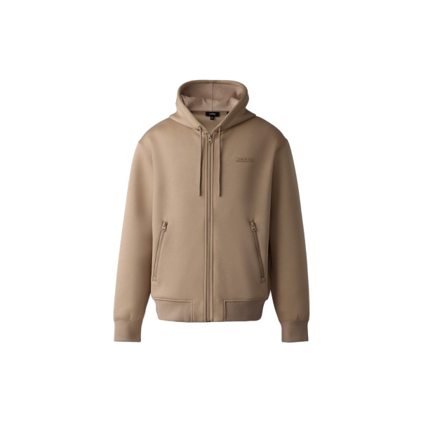 Mackage Krystos Double-Face Jersey Zip-Up Hoodie in Camel