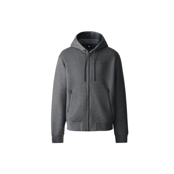 Mackage Krystos Double-Face Jersey Zip-Up Hoodie in Carbon Mix
